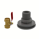 15mm Double Threaded Tank Adapter with Brass Ball Valve