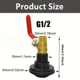15mm Double Threaded Tank Adapter with Brass Ball Valve