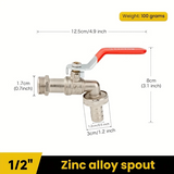Durable Zinc Alloy Outdoor Tap with Red Grip