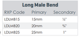 Low Density Long Male Bend 90'